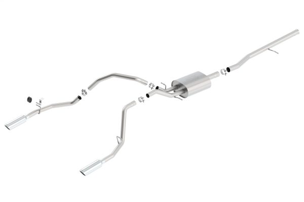 BORLA 140537 Cat-Back Perf. Exhaust Sys. for 14-18 Chevrolet Silverado 1500/ GMC Sierra 1500/ 19 Silverado & Sierra 1500 LD ONLY V8 T-304 Stainless ATAK Dual Split Rear Exit 4 INCH Rnd. Chrome Tips