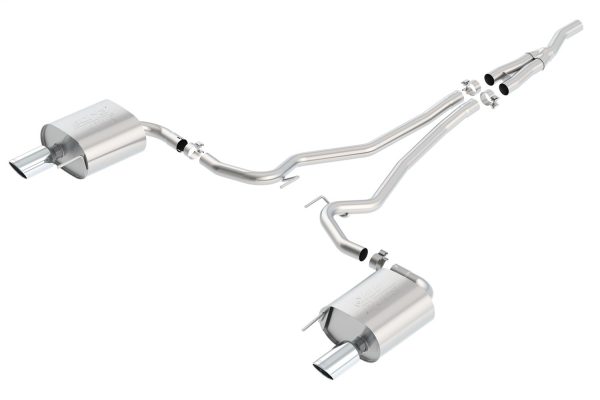 BORLA 140585 Cat-Back Performance Exhaust System for 2015-2023 Ford Mustang 4 Cyl. T-304 Stainless Steel ATAK Sound Dual Split Rear Exit Single 4 INCH Round Chrome Tips On Each Side
