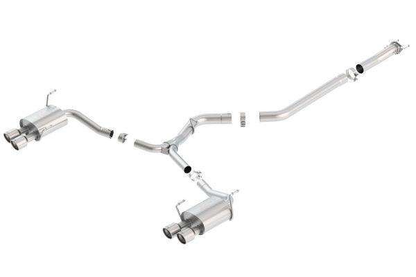BORLA 140595 Cat-Back Perf. Exhaust Sys. for 2015-2021 Subaru Impreza WRX & WRX STI 2.0L/ 2.5L 4 Cyl. T-304 SS S-TypeDual Split Rear Exit Dual 3.5 INCH Round Polished T-304 Stainless Tips Each Side