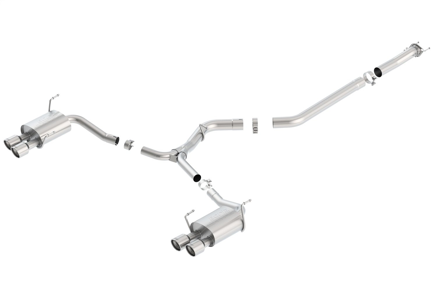 BORLA 140595 Cat-Back Perf. Exhaust Sys. for 2015-2021 Subaru Impreza WRX & WRX STI 2.0L/ 2.5L 4 Cyl. T-304 SS S-TypeDual Split Rear Exit Dual 3.5 INCH Round Polished T-304 Stainless Tips Each Side