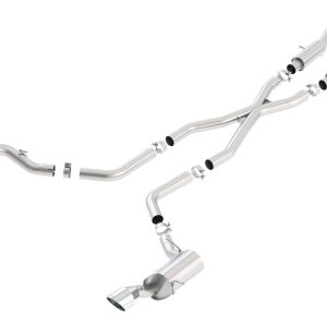 BORLA 140633 Cat-Back Performance Exhaust System for 2015-2021 Jeep Grand Cherokee SRT WK2 6.4L V8 T-304 Stainless Steel ATAK Sound Dual Split Rear Exit Single 5 INCH Round Chrome Tips On Each Side