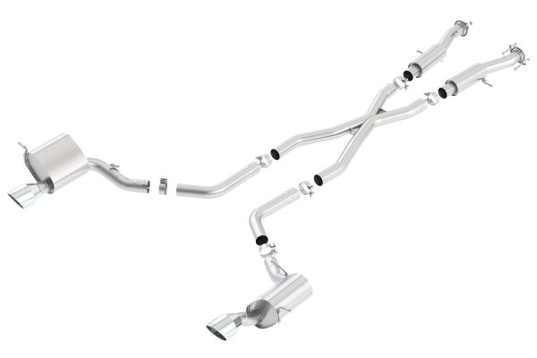 BORLA 140633 Cat-Back Performance Exhaust System for 2015-2021 Jeep Grand Cherokee SRT WK2 6.4L V8 T-304 Stainless Steel ATAK Sound Dual Split Rear Exit Single 5 INCH Round Chrome Tips On Each Side