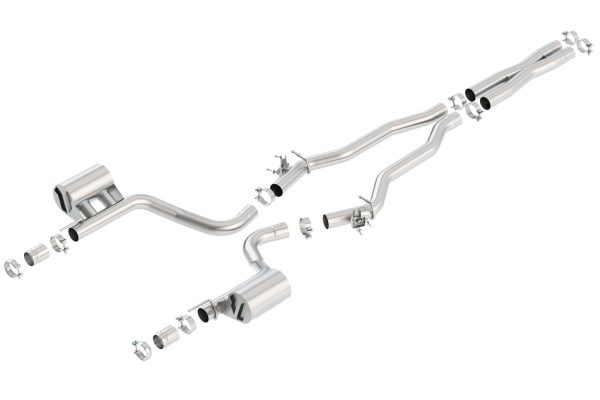 BORLA 140648 Cat-Back Sys. for 15-23 Dodge Challenger SRT Hellcat 6.2L V8 AT/MT RWD With MDS (cyl. deact.) Valves. Has Valve Simulators. Does NOT Include Tips Use Factory Bezel/Valance.