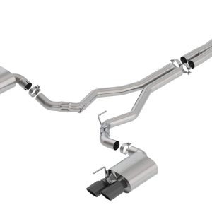 BORLA 140743BC Cat-Back Performance Exhaust System for 2018-2023 Ford Mustang GT V8 T-304 Stainless Steel ATAK Sound Dual Split Rear Exit Dual 4 INCH Round Black Chrome Tips On Each Side
