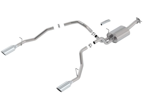 BORLA 140753 Cat-Back Perf. Exhaust System for 19-23 Ram 1500 V8 Incl. E-Torque Incl. Rebel & G/T Models (Exc. Classic) T-304 ATAK Sound Dual Split Rear Exit Single 5 INCH Round Chrome Tips On Each Side