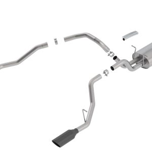 BORLA 140753BC Cat-Back Perf. Exhaust System for 2019-2023 Ram 1500 V8 (Incl. E-Torque) (Exc. Classic) T-304 Stainless Steel ATAK Sound Dual Split Rear Exit Single 5 INCH Round Black Chrome Tips Each Side