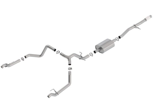 BORLA 140769 Cat-Back Perf. Exh. Sys. for 2019-2024 Chevrolet Silverado 1500 V8 & GMC Sierra 1500 V8 T-304 Stainlesss Steel S-Type Sound Dual Split Rear Exit Single Outlet On Each Side Reuse O.E. Tips