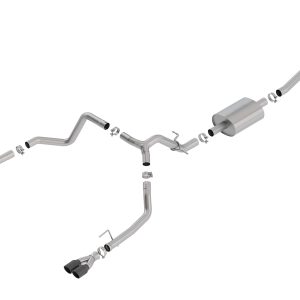 BORLA 140770BC Cat-Back Perf. Exhaust Sys. for 2019-2024 Chevrolet Silverado 1500 / GMC Sierra 1500 5.3L V8 S-Type Sound Dual Split Rear Exit Dual 3.5 INCH Rond Black Chrome Tips Each Side