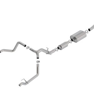 BORLA 140773 Cat-Back Perf. Exhaust Sys. for 19-23 Chevrolet Silverado 1500 V8 & GMC Sierra 1500 V8T-304 Stainless Steel S-Type Sound Dual Split Rear Exit Single 2.75 INCH Exit Each Side Reuse O.E. Tips