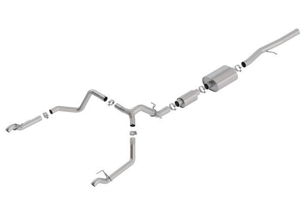 BORLA 140773 Cat-Back Perf. Exhaust Sys. for 19-23 Chevrolet Silverado 1500 V8 & GMC Sierra 1500 V8T-304 Stainless Steel S-Type Sound Dual Split Rear Exit Single 2.75 INCH Exit Each Side Reuse O.E. Tips