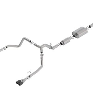 BORLA 140774BC Cat-Back Perf. Exh. Sys. for 2019-2023 Chevrolet Silverado 1500 V8 & GMC Sierra 1500 5.3L V8 S-Type Sound Dual Split Rear Exit Dual 3.5 INCH Round Black Chrome Tips Each Side