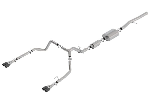 BORLA 140774BC Cat-Back Perf. Exh. Sys. for 2019-2023 Chevrolet Silverado 1500 V8 & GMC Sierra 1500 5.3L V8 S-Type Sound Dual Split Rear Exit Dual 3.5 INCH Round Black Chrome Tips Each Side