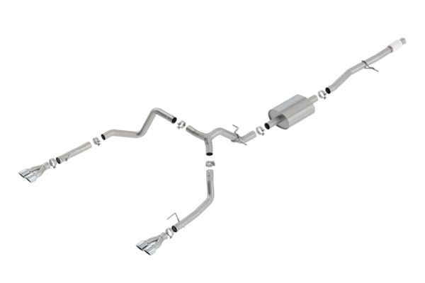BORLA 140781 Cat-Back for 19-23 Chev. Silv. 1500/GMC Sierra 1500 5.3L V8 AT 2&4WD Ext. Cab (6FT 7 INCH) Bed./Crew Cab (5FT 9 INCH) Bed Incl. T.B. O.E. Split Rear Exit. Add Adapt. 60708 Crew Cab (6FT 7 INCH) Bed