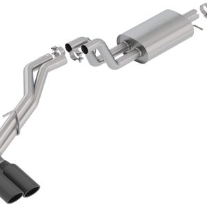 BORLA 140789BC Cat-Back Performance Exhaust System for 2019-2023 Ford Ranger 4 Cyl. T-304 Stainless Steel S-Type Sound Dual Right Side Exit Single 4 INCH Round Black Chrome Tip On Each Tail Pipe