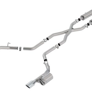 BORLA 140791 S-Type Cat-Back Exhaust System 2.75 in. Pipe 4.5 in. Tip Single Round Rolled Angle Cut Single Split Rear Exit T-304 Stainless Steel S-Type Cat-Back Exhaust System