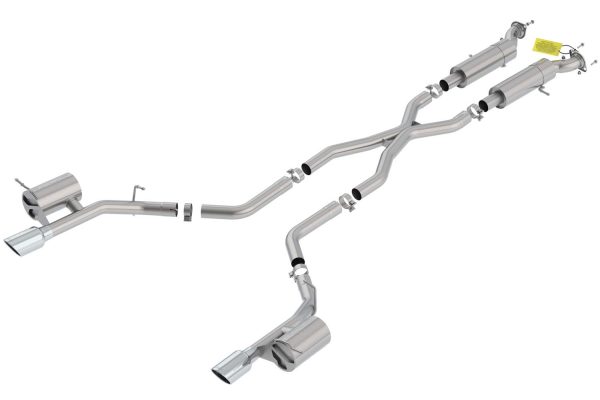 BORLA 140791 S-Type Cat-Back Exhaust System 2.75 in. Pipe 4.5 in. Tip Single Round Rolled Angle Cut Single Split Rear Exit T-304 Stainless Steel S-Type Cat-Back Exhaust System