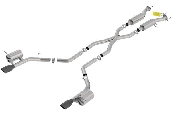 BORLA 140792BC ATAK Cat-Back Exhaust System 2.75 in. Pipe 4.5 in. Single Round Rolled Angle Cut Black Chrome Single Split Rear Exit T-304 Stainless Steel ATAK Cat-Back Exhaust System
