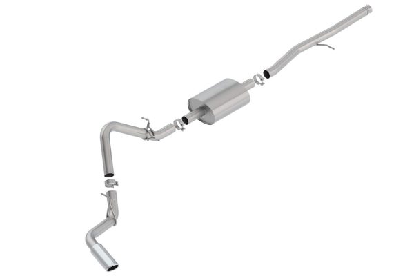BORLA 140794 S-Type Cat-Back Exhaust System 3 in. Into Muffler True Dual 4.0 in. x 11.50 in. Single Rolled Angle-Cut Tip Truck Side Exit S-Type Cat-Back Exhaust System