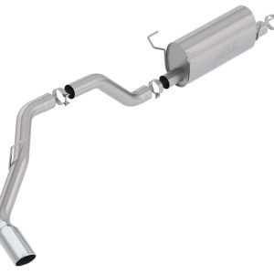 BORLA 140801 S-Type Cat-Back Exhaust System 3.5 in. Pipe 5 in. Tip Single Round Rolled Angle Cut Truck Side Exit T-304 Stainless Steel S-Type Cat-Back Exhaust System,Silver
