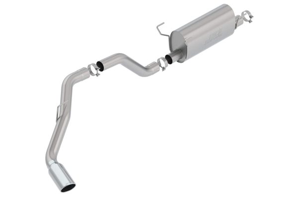 BORLA 140801 S-Type Cat-Back Exhaust System 3.5 in. Pipe 5 in. Tip Single Round Rolled Angle Cut Truck Side Exit T-304 Stainless Steel S-Type Cat-Back Exhaust System,Silver