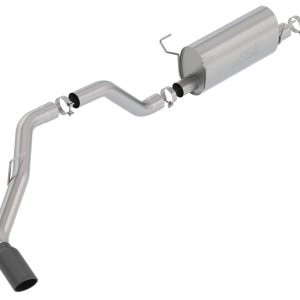 BORLA 140801BC S-Type Cat-Back Exhaust System 3.5 in. Pipe 5 in. Tip Single Round Rolled Angle Cut Black Chrome Truck Side Exit T-304 Stainless Steel S-Type Cat-Back Exhaust System