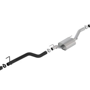BORLA 140812CB S-Type Cat-Back Exhaust System 2.75 in. Pipe 3.5 in. Tip Dual Round Rolled Angle Cut Ceramic Black Truck Side Exit T-304 Stainless Steel S-Type Cat-Back Exhaust System
