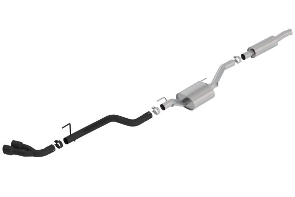 BORLA 140812CB S-Type Cat-Back Exhaust System 2.75 in. Pipe 3.5 in. Tip Dual Round Rolled Angle Cut Ceramic Black Truck Side Exit T-304 Stainless Steel S-Type Cat-Back Exhaust System