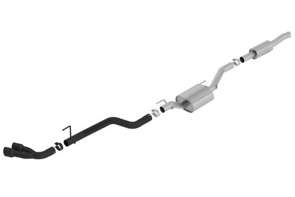 BORLA 140813CB ATAK Cat-Back Exhaust System 2.75 in. Pipe 3.5 in. Tip Dual Round Angle Cut Ceramic Black Truck Side Exit T-304 Stainless Steel ATAK Cat-Back Exhaust System