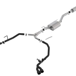 BORLA 140816CB Cat-Back Performance Exhaust System for 2020-2023 Jeep Galdiator JT 3.V6 T-304 Stainless Steel ATAK Sound Dual Rear Side Exit Dual 3.5 INCH Black Coated Tips Each Side