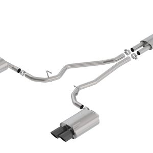 BORLA 140821BC Cat-Back Perf. Exh. Sys. for 2020-2023 Ford Explorer ST & Explorer Platinum & Lincoln Aviator V6 T-304 Stainless Steel ATAK Dual Split Rear Exit Dual 4 INCH Rnd. Black Chrome Tips Each Side