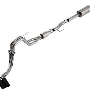 BORLA 140874BC Cat-Back Perf. Exh. Sys. for 2021-2023 F-150 V8 (Exc. Tremor & Black Appear. Pkg.) S-Type Sound Dual Right Side Exit Dual 4 INCH Round Black Chrome Tip On Each Tailpipe