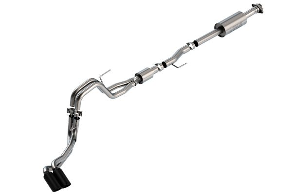 BORLA 140874BC Cat-Back Perf. Exh. Sys. for 2021-2023 F-150 V8 (Exc. Tremor & Black Appear. Pkg.) S-Type Sound Dual Right Side Exit Dual 4 INCH Round Black Chrome Tip On Each Tailpipe