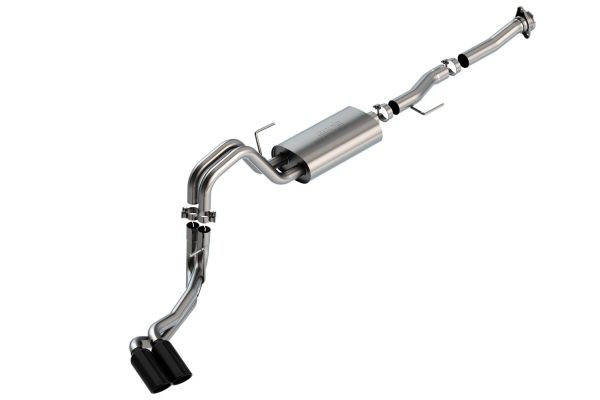 BORLA 140876BC F-150 2021 5.0L 2dr RC SB (122.8 WB) XL/XLT 3/2.25 DSE Cat-Back S-Type Black Chrome Tips