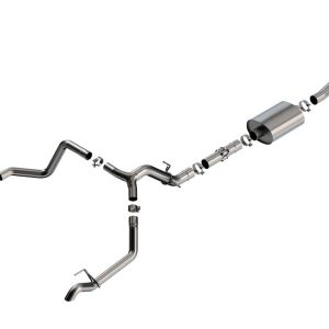 BORLA 140915 Cat-Back System for 2022-2023 Chevrolet Silverado 1500 ZR2/ GMC Sierra 1500 AT4X 6.2L V8 Automatic Transmission 4WD Crew Cab With Short Bed (5FT 9 INCH) 147.4 INCH Wheelbase. Turn Down Tail Pipes.