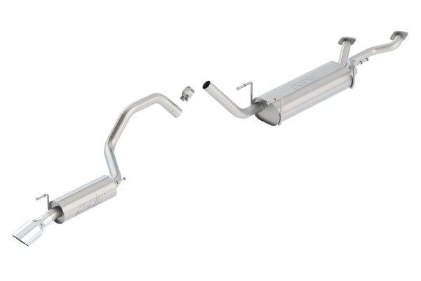 BORLA 14814 Cat-Back Performance Exhaust System for 1998-2007 Toyota Land Cruiser 4.4L V8 & Lexus LX 4.7L V8 T-304 Stainless SteelRight Rear Exit Single 4 INCH Round Polished T-304 Stainless Tip Each Side