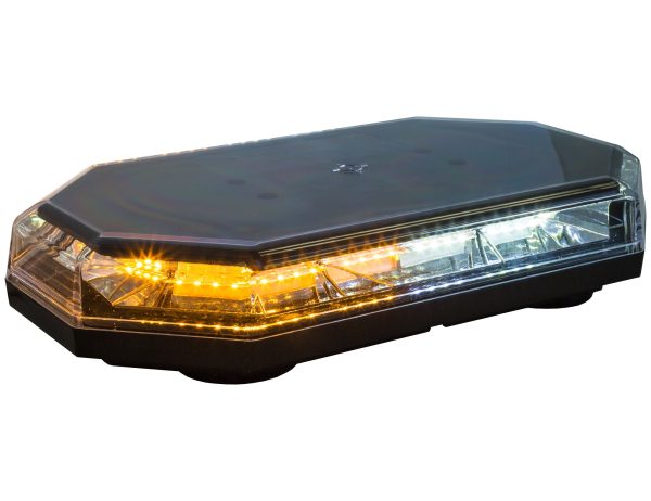BUYERS PROD 8891062 15 Inch Octagonal LED Mini Light Bar, Amber/Clear, 56 LEDS, 10 Flash Patterns, Permanent Or Magnetic Mount, 3.2 Amp, Emergency Lights For Vehicles, Truck Accessories