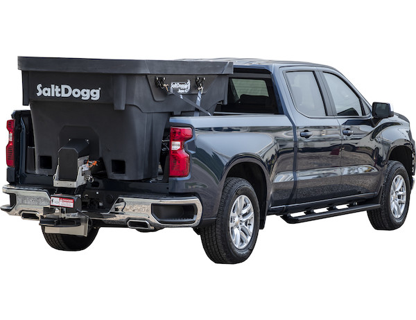 BUYERS PROD SHPE1500 SALTDOGG?? 1.5 CUBIC YARD ELECTRIC, Truck Bed Mounted; 1.5 Cubic Yard Capacity; 5 To 30 Foot Spreading Width Range; Stainless Steel Frame; 99.7 Inch Overall Length; 50-1/2 Inch Overall Width; 12 Volt; Polyethylene Black Hopper