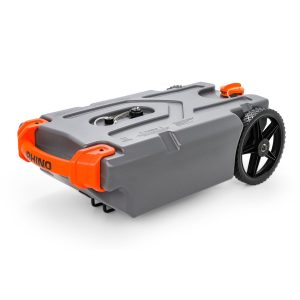 CAMCO 39002 Rhino 21-Gallon Portable Camper/RV Tote Tank | Large Heavy-Duty No-Flat Wheels & Low Drain Hole | Includes Removable Steel Tow Adapter, 3 RV Sewer Hose & More RV Accessories, gray