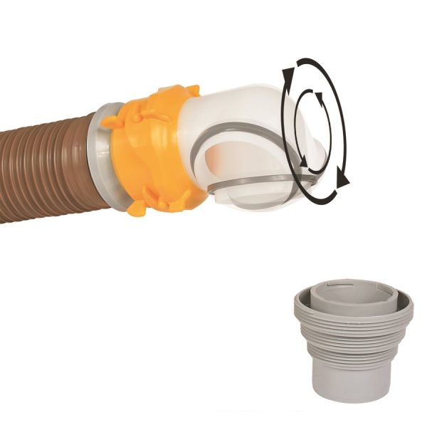 CAMCO 39471 Revolution RV Sewer Hose Bayonet Elbow | Features a Built-In Gasket for an Odor-Tight Connection, a 360-Degree Swivel for Easy Install, and Includes a 4-in-1 Adapter