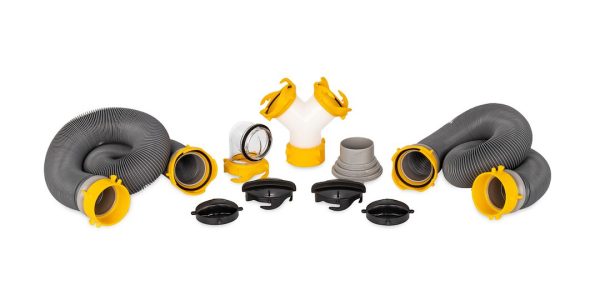 CAMCO 39672 SUPERKIT 20FT RV SEWER HOSE KIT W/WY, Two 10 Foot Extended Length Hose; 18 Mil HTS Vinyl; Gray Hose