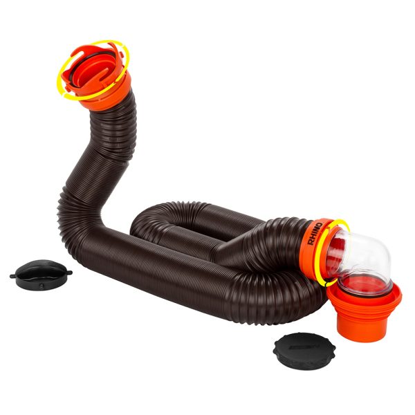 CAMCO 39761 RHINOFLEX 15FT SEWER HOSE KIT W/4 IN 1 ELBOW CAPS