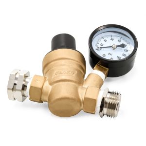 CAMCO 40058 Adjustable RV/Marine Brass Water Pressure Regulator | Help Stop Damage to RV/Marine Appliances, Plumbing Fixtures, and Hoses | Features Standard Garden Hose Threads for Simple Hookup