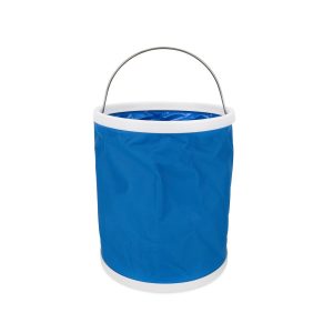 CAMCO 42993 Collapsible Bucket with Storage Case- Durable Pop Up Bucket with Watertight Fabric, Holds 3 Gallons of Water - Great for RVs, Camping, Fishing, Boating, Hiking and More - Blue, Blank Ski