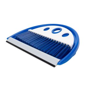 CAMCO 43945 Unknown Dust Pan with Whisk Broom-Whisk Broom Snaps into Dust Pan After Use|Hanger Hole for Convenient Storage|Excellent for Traveling,RVs,Campers Campsites,Dorm Rooms&More,Blue,1 Size
