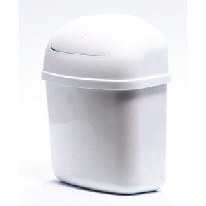CAMCO 43961 RV Cabinet Mount Trash Can | Ideal for Tight Spaces in RVs, Boats, Dorms, Kitchens, Bathrooms, Laundry Rooms, and More | Spring-Top Lid | 3-Quart, White