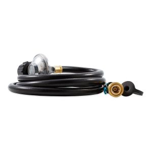 CAMCO 57629 Low Pressure Gas Regulator with 6FT Hose and Female Quick Connect x Acme Nut- Simple and Quick Install - Use with Low Pressure Gas Appliances, Black