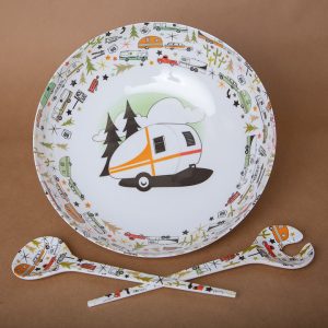 CAMP CASUAL CC003 Camping Bowl with Servers Set - 11.8 INCH x 11.8 INCH Melamine Bowls for Salads, Popcorn, Fruits & More - BPA Free, Top Shelf Dishwasher Suitable Dinnerware Set for Indoor & Outdoor Dining