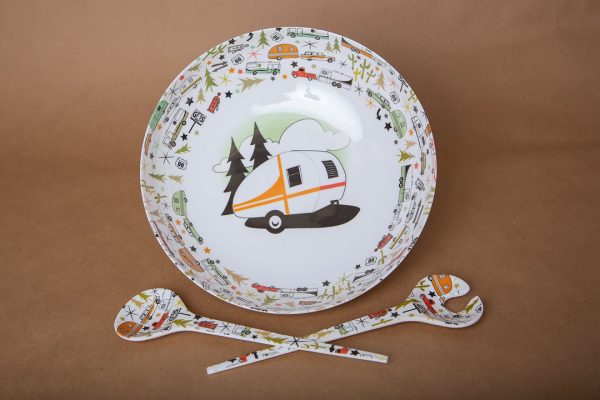 CAMP CASUAL CC003 Camping Bowl with Servers Set - 11.8 INCH x 11.8 INCH Melamine Bowls for Salads, Popcorn, Fruits & More - BPA Free, Top Shelf Dishwasher Suitable Dinnerware Set for Indoor & Outdoor Dining