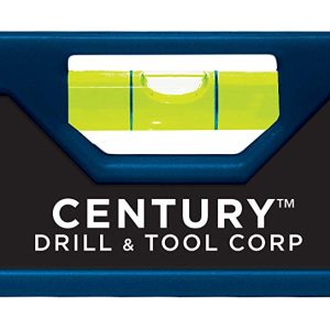 CENTURY 72891 Level; Torpedo Level; With 0 Degree/ 45 Degree/ 90 Degree Vials; 9 Inch Length; ABS Body with Rubber End Caps; With Full Length Magnetic Edge; Blue/ Black