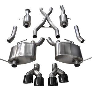 CORSA 14984BLK 2.5IN Cat-Back Twin 4.0 IN Tips (14984) Sport Sound Level | 2014-21 Jeep Grand Cherokee 3.6L V6 (Quad) Black PVD